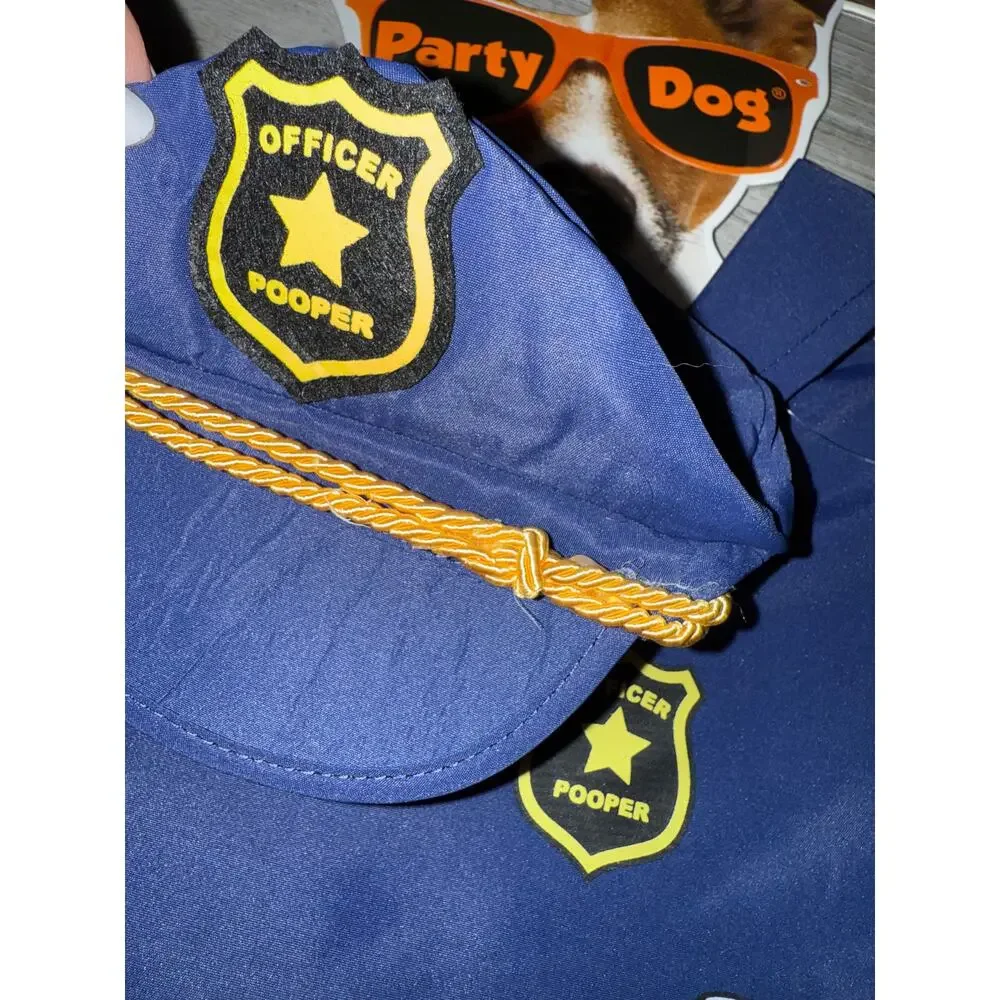 Police Officer cop Party Pooper Dog halloween Costume and Hat New Size M/L